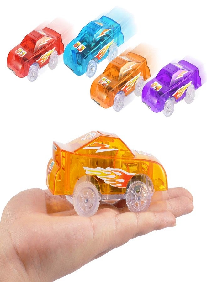 Save Unicorn Tracks Cars Replacement only, Toy Cars for Most Tracks Glow in The Dark, Car Track Accessories with 5 Flashing LED Lights, Compatible with Most Car Tracks for Girls Boys and Kids(4pack) - Image 4